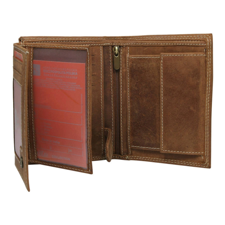 Pánska kožená peňaženka N4-CHM-NL BOX-9103 Cognac