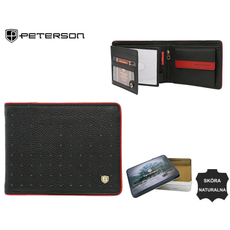 Pánska kožená peňaženka PTN 340.03 Black+red