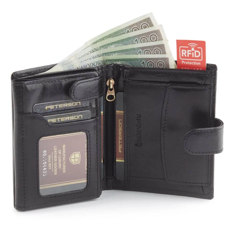 PETERSON PTN 317Z 2-1-1 BLACK Kožená peňaženka RFID