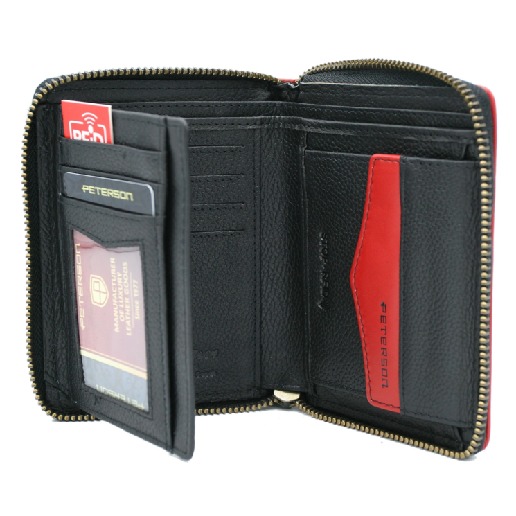 Pánska kožená peňaženka PTN 340.03 Black+red