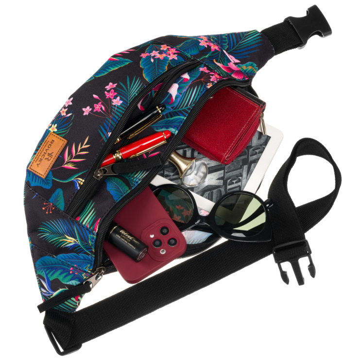 Priestranná dámska taška Fanny Pack s módnym vzorom