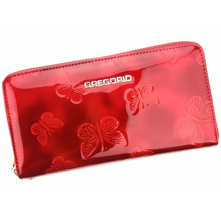 Červený lak Pravá kožená peňaženka Butterfly pre ženy