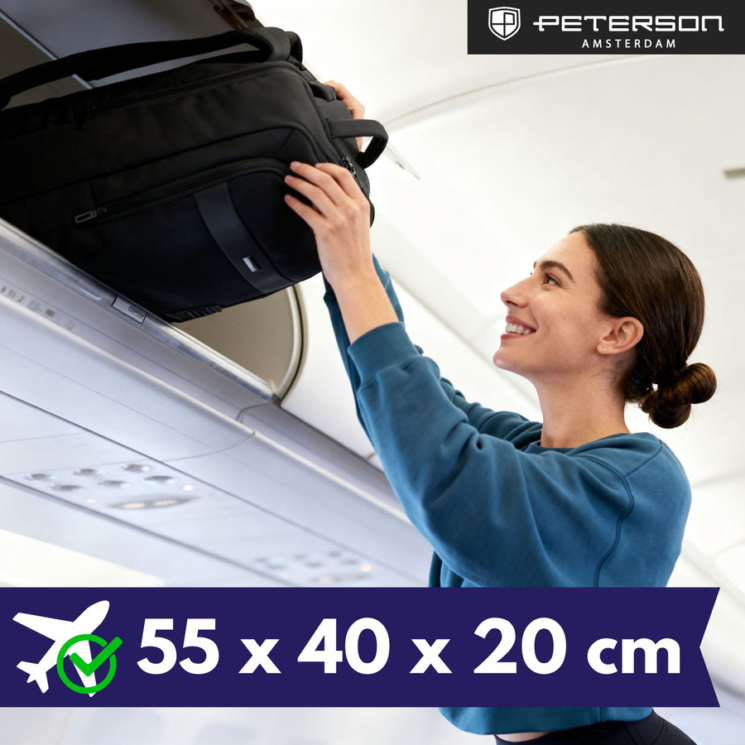 Cestovný batoh veľkosti kufra 55 x 40 x 20, prioritná veľkosť WizzAir s USB nabíjačkou