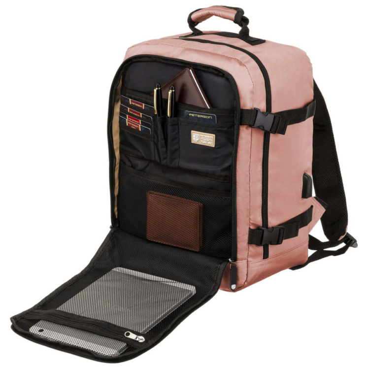 Peterson 3-funkčný priestranný cestovný batoh, WizzAir, veľkosť 40x30x20cm, s USB konektorom