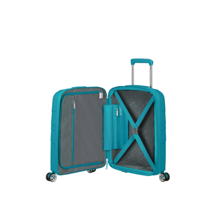 American Tourister Starvibe Spinner Cabin Leather 55cm Light Blue 3 roky záruka