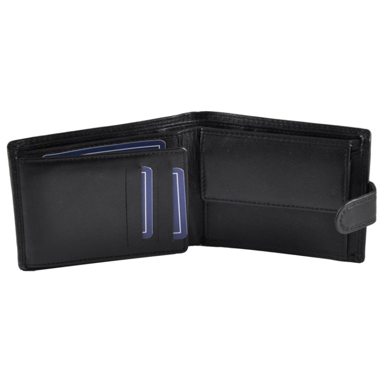 Pánska kožená peňaženka v čiernej farbe s ochranou RFID 243 Black