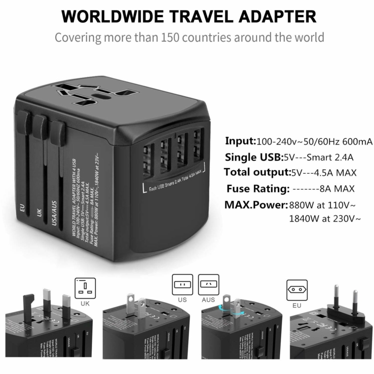 Cestovné príslušenstvo Svetový adaptér s nabíjačkou USB*