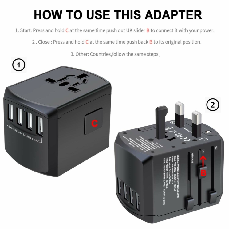 Cestovné príslušenstvo Svetový adaptér s nabíjačkou USB*