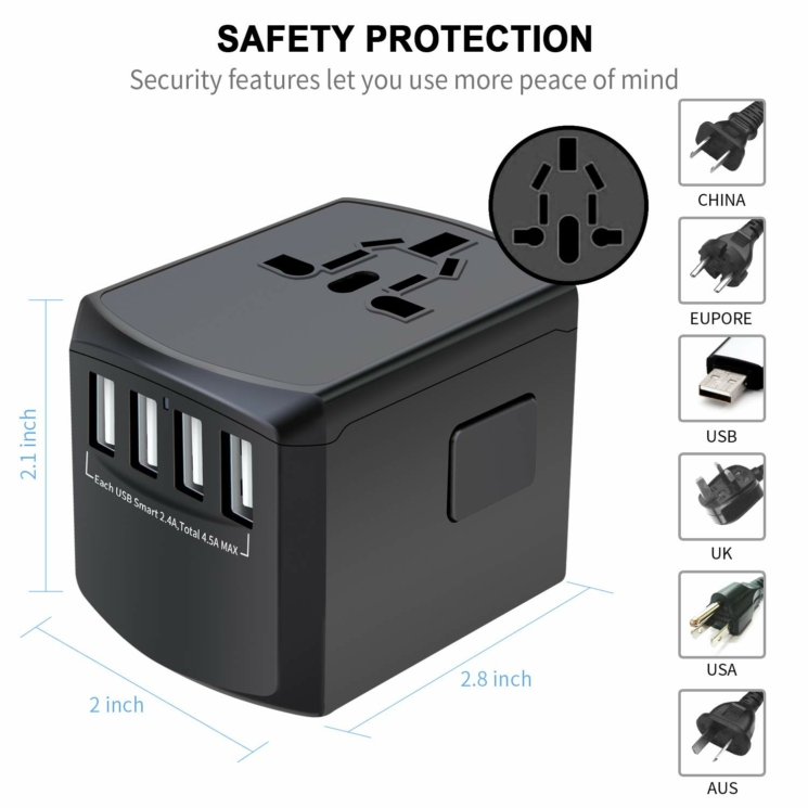 Cestovné príslušenstvo Svetový adaptér s nabíjačkou USB*