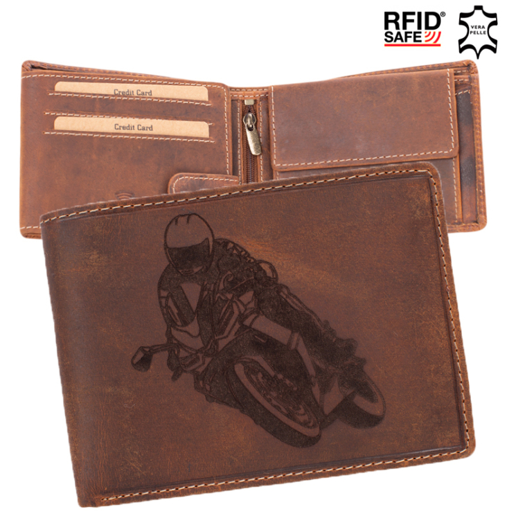 Giulio Motocyklová peňaženka v koženej darčekovej škatuľke so systémom RFID