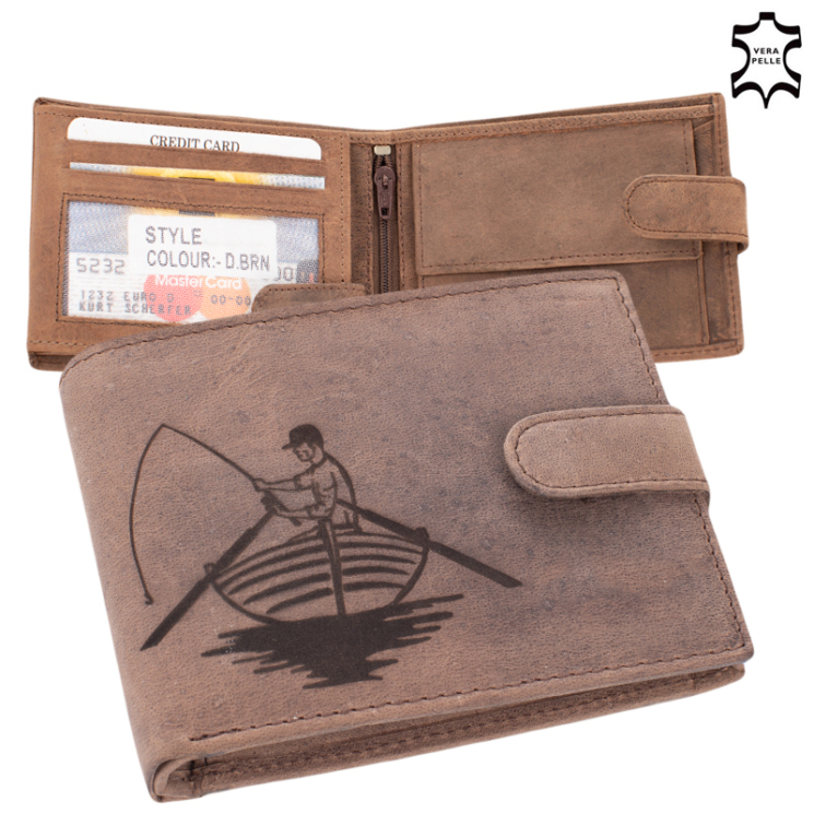 Rybárska peňaženka v koženej darčekovej krabičke s ochranou RFID 5702-fishing2