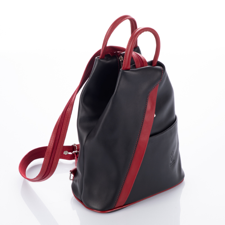 Dámsky batoh z pravej kože Black-Red S6925