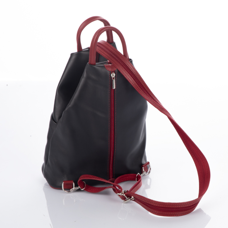 Dámsky batoh z pravej kože Black-Red S6925