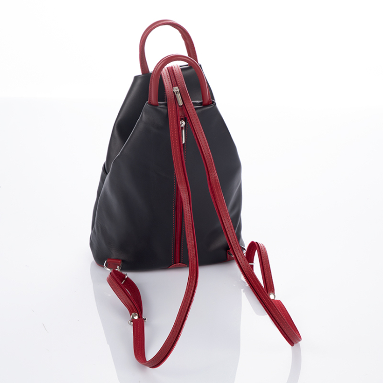 Dámsky batoh z pravej kože Black-Red S6925