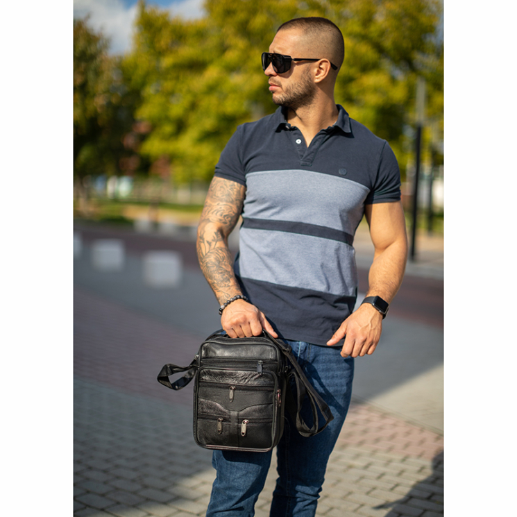 Veľká bočná taška pre mužov v čiernej farbe