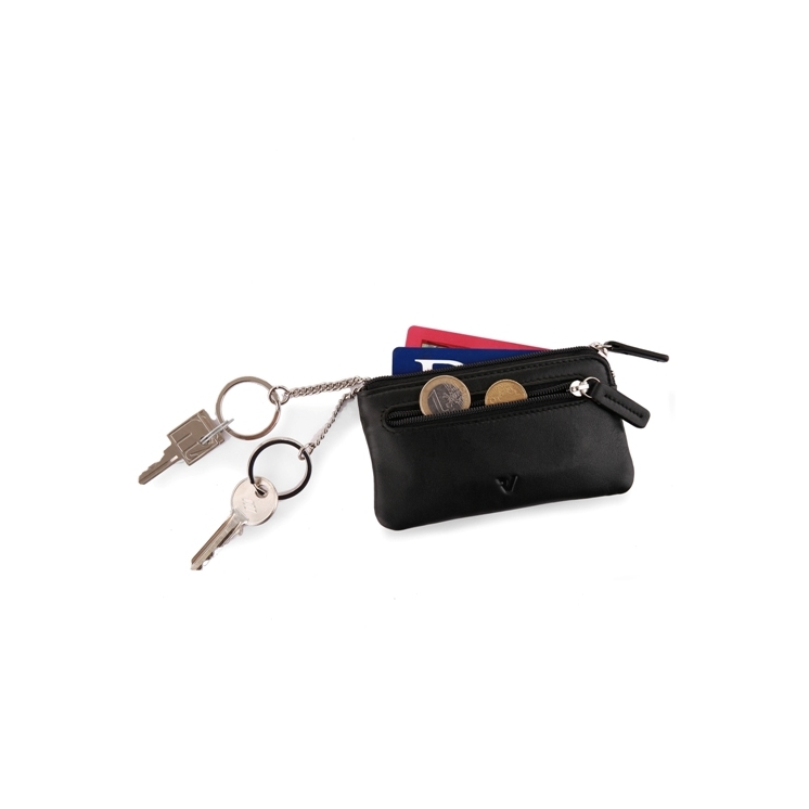 Kožená kľúčenka Roncato čierna R-2908 Black